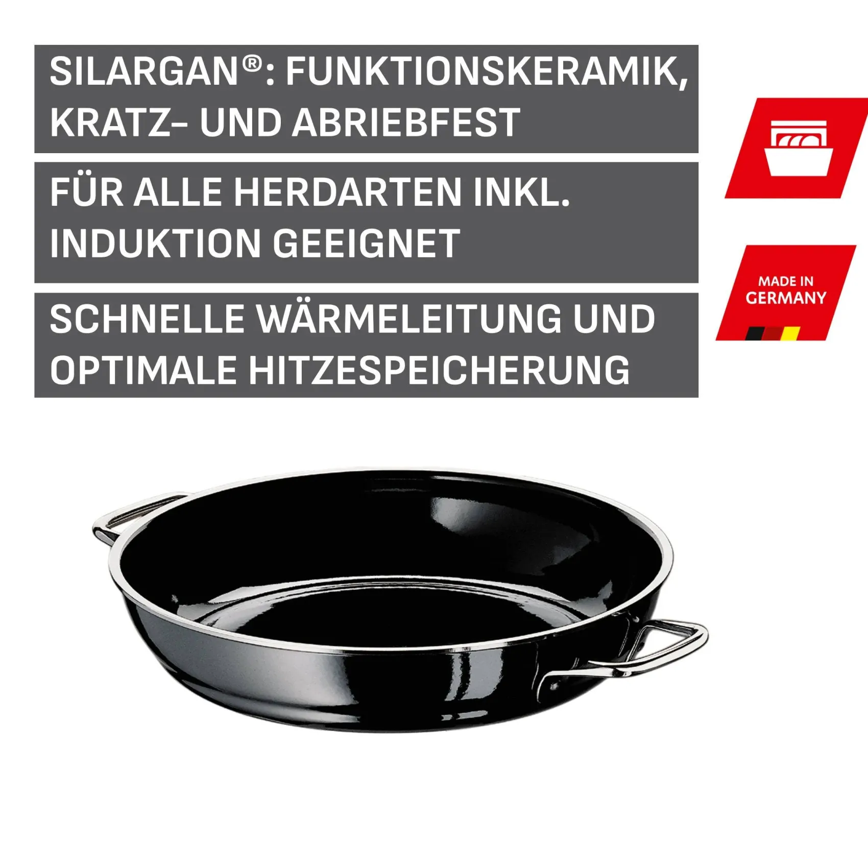 WMF Servierpfannen|Induktionspfannen|Silit Silargan® Professional Servierpfanne, 28 cm, Black