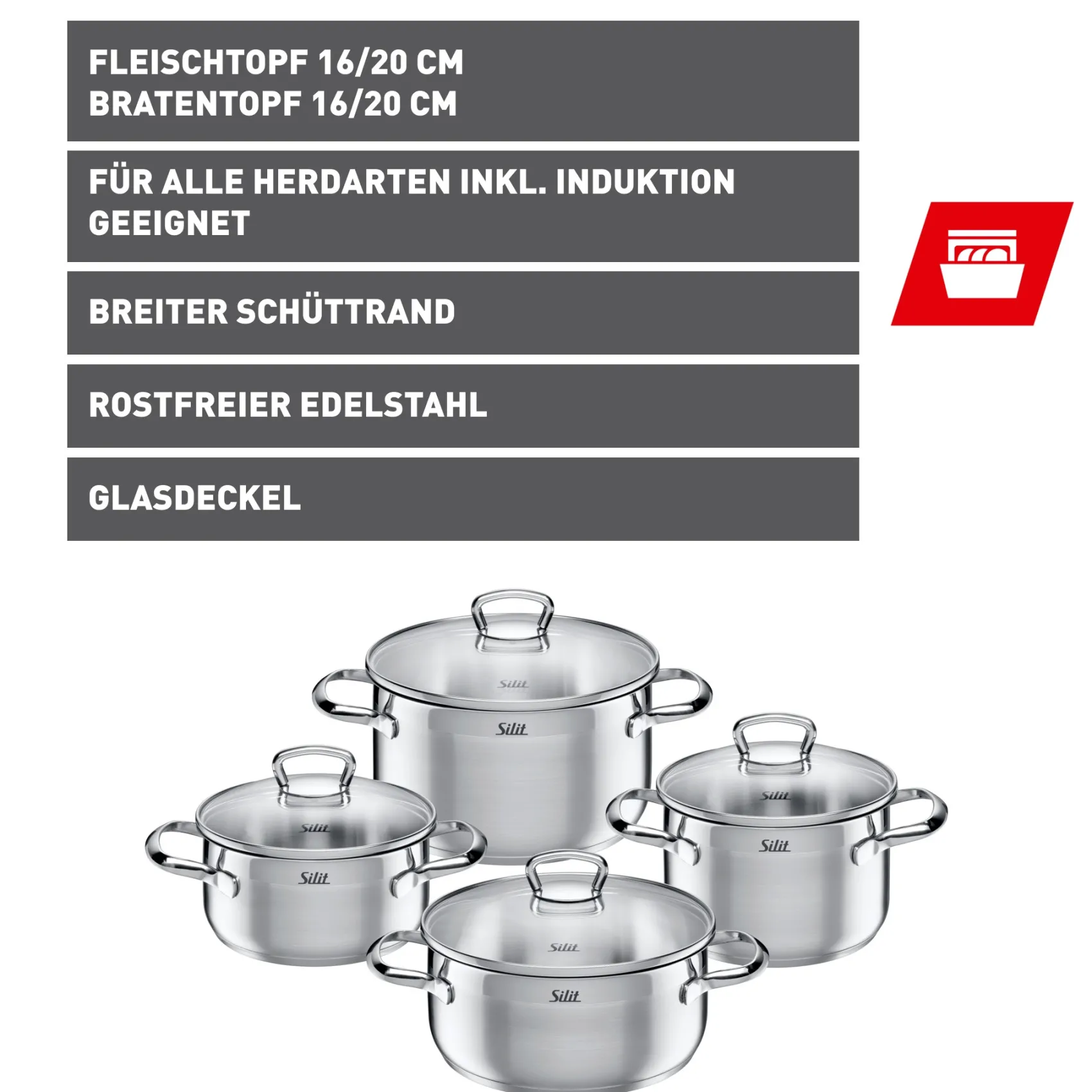WMF Topfsets|Silit Toskana Topf-Set, 4-teilig